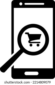 Glass Searching For Shoping On Smart Phone. Online Shoping Icon..eps
