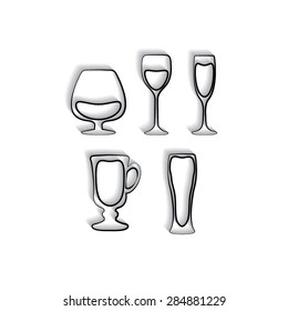 Glass set or collection with shadow 