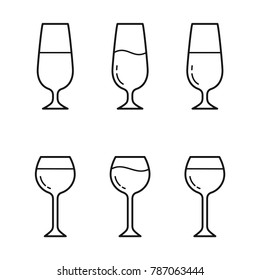 glass, set of glass, vector icon 