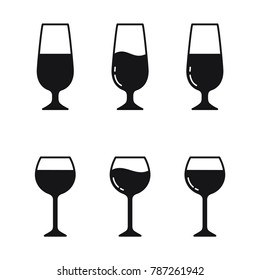 glass, set of glass, vector icon 