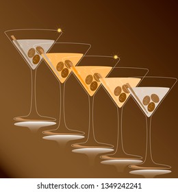 Glass Set Vector. Transparent Empty Glasses Goblets For Water, Alcohol, Juice, Cocktail Drink. Vector illustration