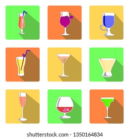 Glass Set Vector. Transparent Empty Glasses Goblets For Water, Alcohol, Juice, Cocktail Drink. Vector illustration, flat style