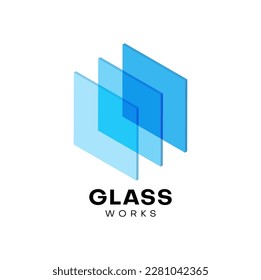 Glass sheets vector icon with clear transparent panels for window, door and wall. Isolated rectangular plates of architecture glass, building material company, glasswork or glazing service symbol