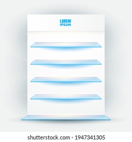 glass shelf with white wall background for display