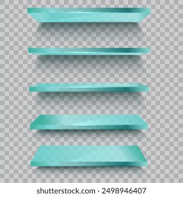 Glass shelves on a transparent background. Vector illustration