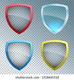 Glass shield on transparent background