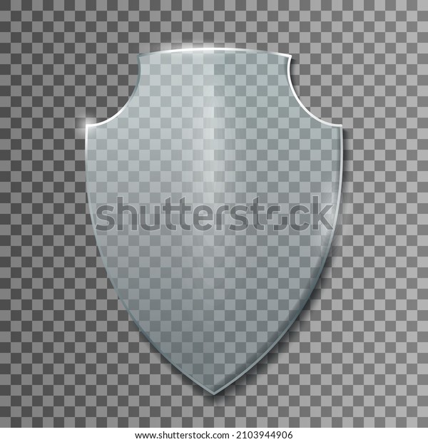 Glass shield on transparent background.\
Realistic vector\
illustration