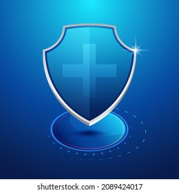 Glass shield realistic vector illustration