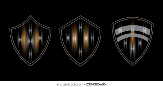 Ilustraciones vectoriales realistas del escudo de vidrio. Panel de vidrio acrílico azul transparente en blanco con reflexión y brillo, trofeo galardonado o plantilla de certificado, vista frontal aislada en fondo a cuadros