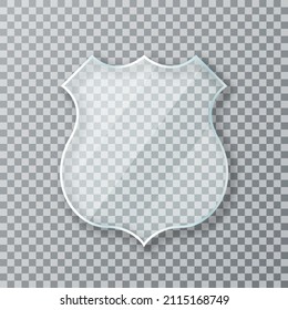 Glass shield. Transparent glass shield and acrylic panel. Conceptual symbol of protection, safety, security and guarding. Transparent glass shield on background. Vector