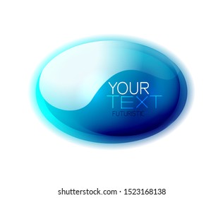 Glass shiny abstract logo or web banner box for text. Bright logotype with flowing liquid colors with light reflections