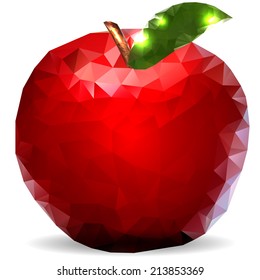 Glass shiny apple of polygons on a white background