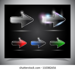 Glass shiny arrow icon. Vector illustration eps10