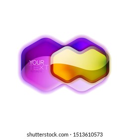 Glass shiny geometric web box for your text or logo. Abstract minimal clean icon with copyspace, internet or presentation banner design. Vector illustration