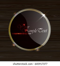 Glass shiny plate on a wooden background