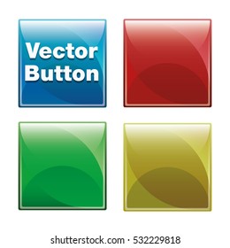 Glass Shiny Square Vector Web Buttons Isolated On White Background Set