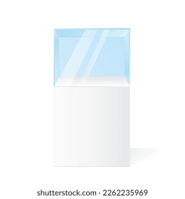 Glass showcase for the exhibition. Stock vector illustration