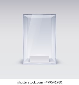 Glass Showcase for Presentation on white Background