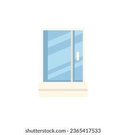 Glass shower cabin icon flat vector. Stall door. Water design isolated