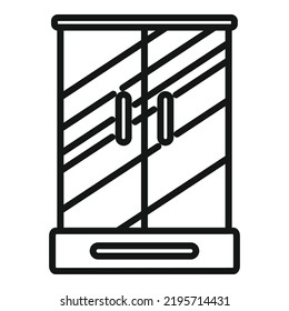 Glass Shower Cabin Icon Outline Vector. Stall Door. Water Design