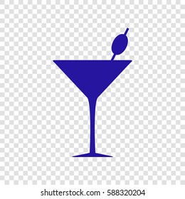 Glass sign illustration. Vector. Blue icon on transparent background.