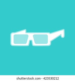 Glass sign. White icon with whitish background on torquoise flat color.