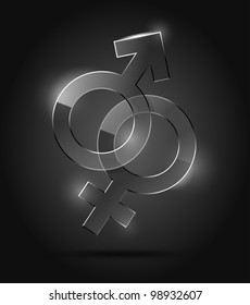 Glass signs of a Venus and Mars - vector illustration