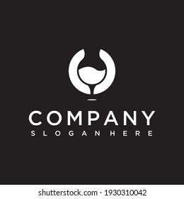 Glass silhouette logo design in circle