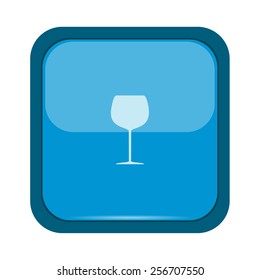 Glass silhouette on a blue button