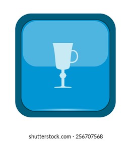Glass silhouette on a blue button