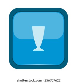 Glass silhouette on a blue button