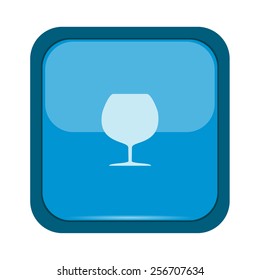 Glass silhouette on a blue button