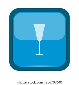 Glass silhouette on a blue button