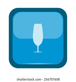 Glass silhouette on a blue button