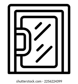 Glass small door icon outline vector. Modern design. Interior room