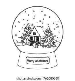 Glass snow ball single icon in outline style for design.Christmas vector symbol stock illustration web.