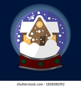 glass snow globe with a house inside