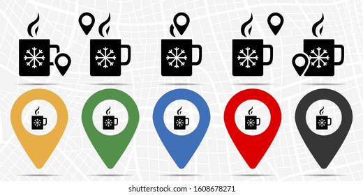 Glass with snowflake icon in location set. Simple glyph, flat illustration element of christmas theme icons