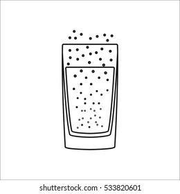 Glass of soda or cold drink with bubbles symbol sign line icon on background
