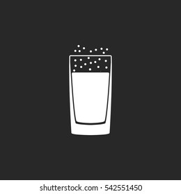 Glass of soda or cold drink with bubbles symbol sign silhouette icon on background