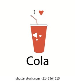 A glass of soda in a flat style. Vector illustration.