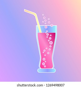 a glass of soda water. vector illustration