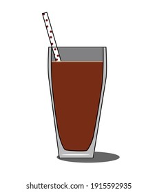 A glass of soft drink with a straw. Vector illustration on a white background.