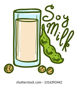 Glass of soy milk icon. Hand drawn illustration of glass of soy milk vector icon for web design