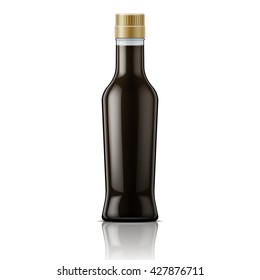 Glass soy sauce bottle. Vector illustration. Package collection.