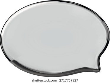 Sprechblase aus Glas, oval, einzeln auf Hintergrund. Dialog. Anwendung, Messenger, Online-Konzept. Kommunikation, Kommentar, Gedanken. Vektorgrafik. Leeres Modell.