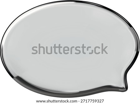 Glass speech bubble, oval, on an isolated background. Dialog box. Application, messenger, online concept. Communication, comment, thought. Vector illustration. Blank mockup.