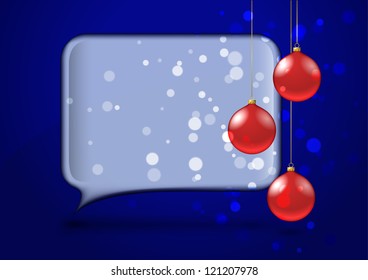 Glass speech bubble with red christmas baubles