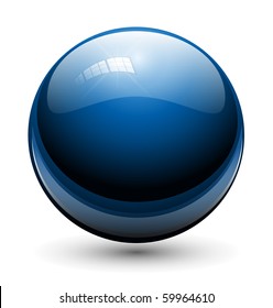 Glass sphere, ball blue, vector.