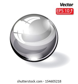 glass sphere,  ball gray, black isolated on white background vector
